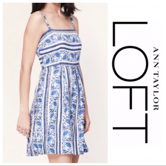 LOFT Dresses & Skirts - NEW Loft Floral Stripe Fit & Flare Dress - S06